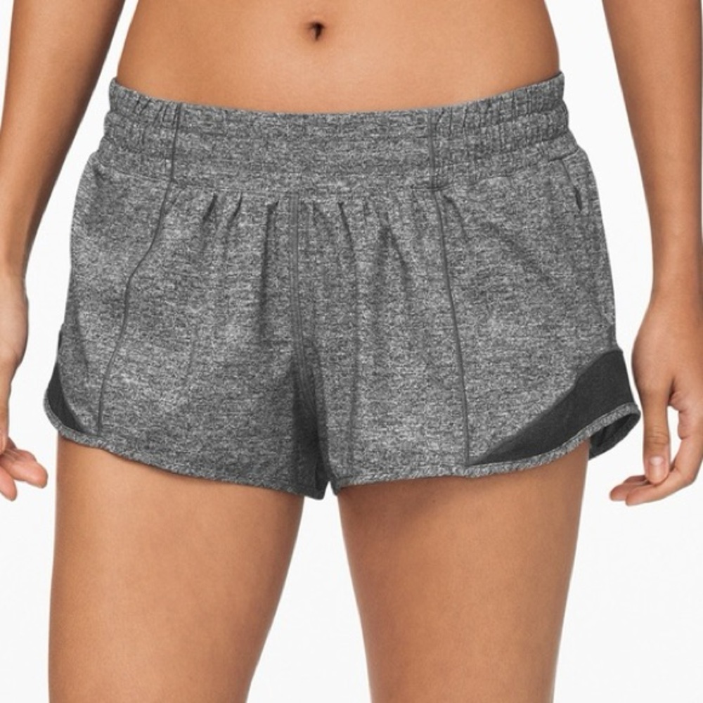 Lululemon Shorts Size 4 Tall Heather Gray Black Inner Liner Running Hottie